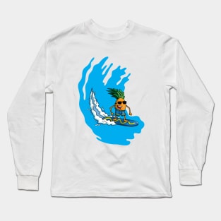 Cool pineapple surfing in the ocean Long Sleeve T-Shirt